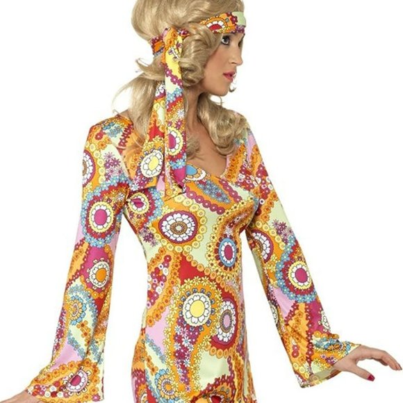 Halloween 🎃 Hippy Chick Costume Flower Power 60's 70's Small NWOT - Picture 4 of 10